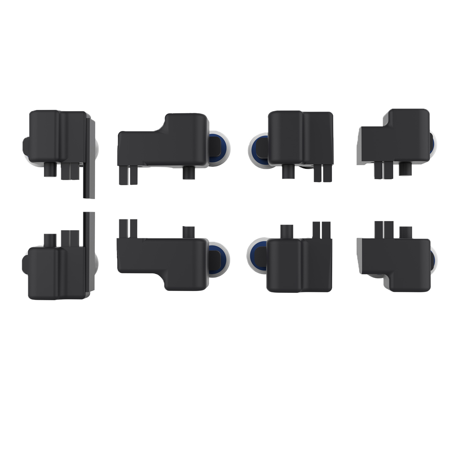 8 Roulettes Noir Plastique Double Haut et Bas - INVENTIV